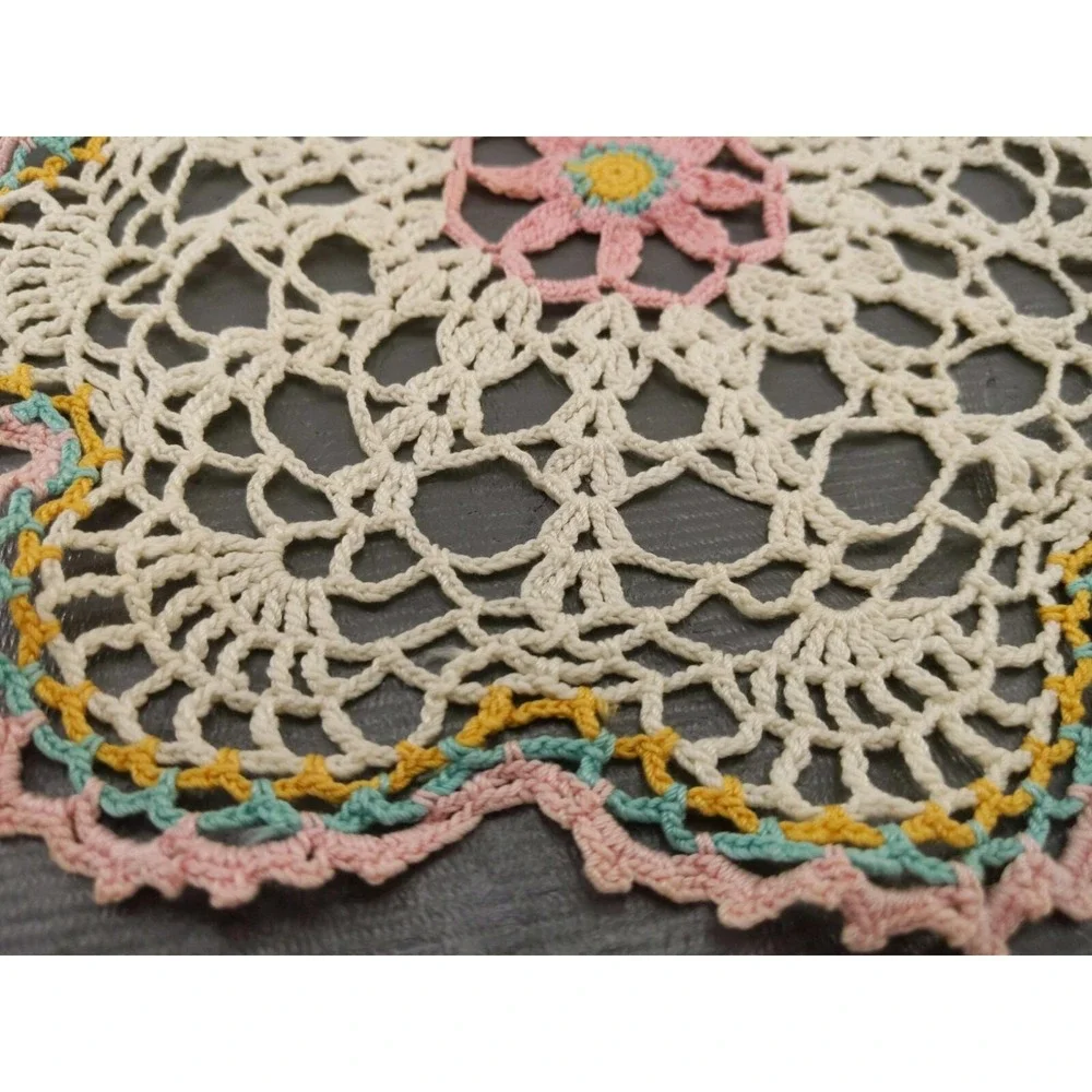Vintage Set of 2 Crochet Table‎ Doily 10
